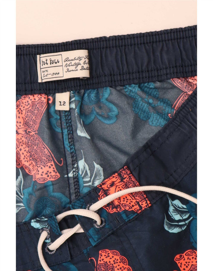 Shorts de natação femininos Fat Face UK 12 poliéster floral azul marinho médio