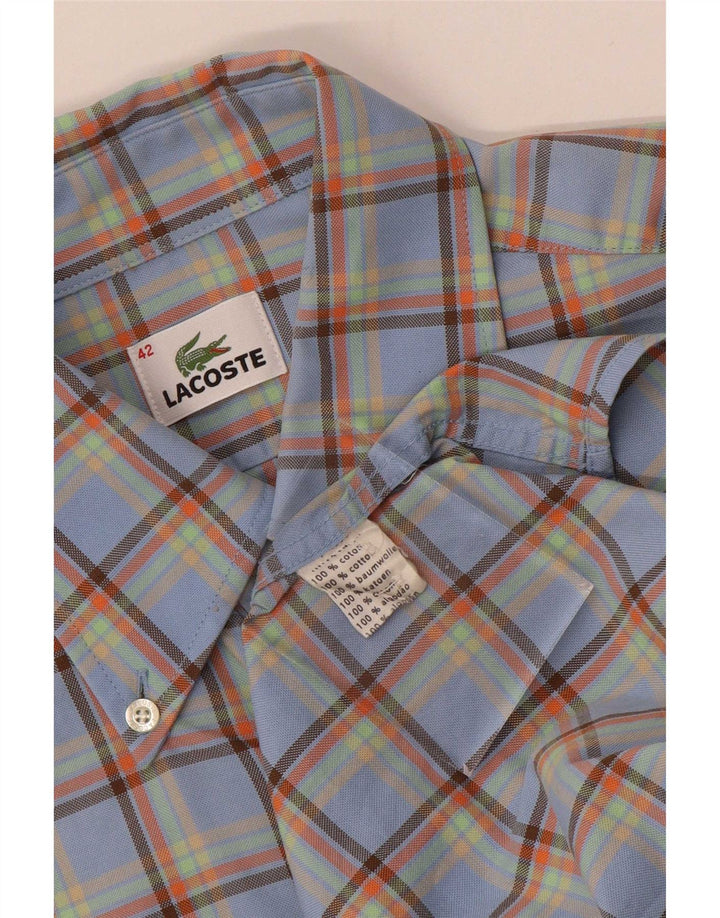 Camisa masculina Lacoste tamanho 42 grande algodão xadrez azul