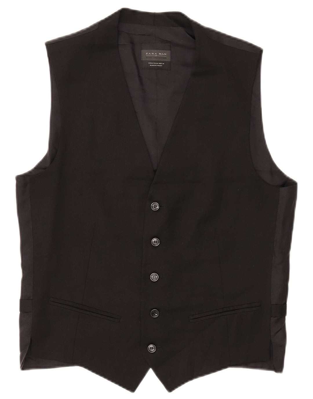 Zara Colete Masculino Médio Lã Preta