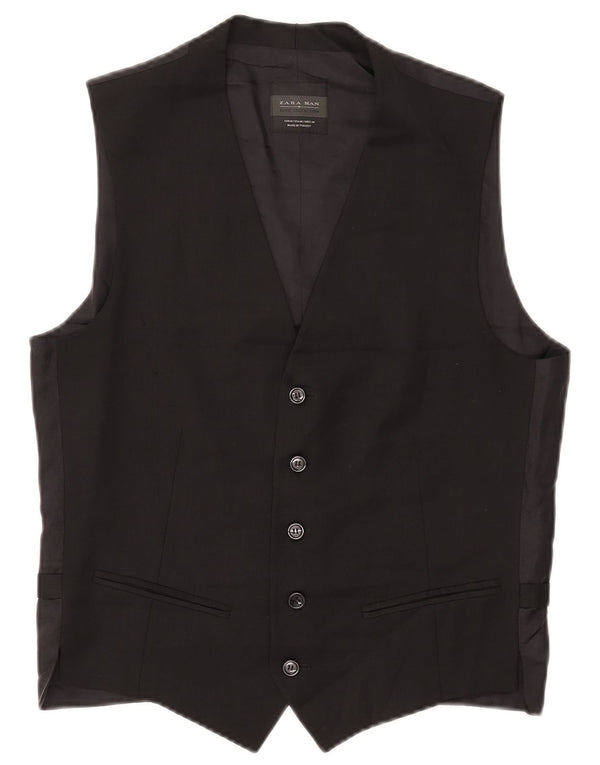 Zara Colete Masculino Médio Lã Preta