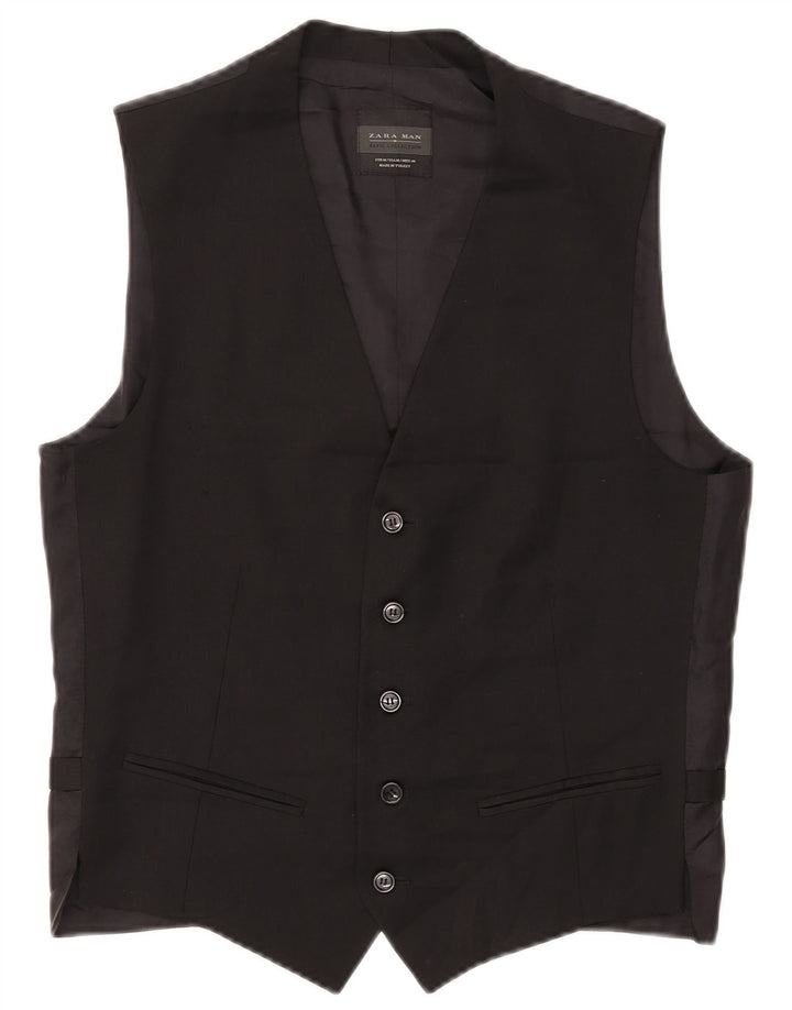 Zara Colete Masculino Médio Lã Preta