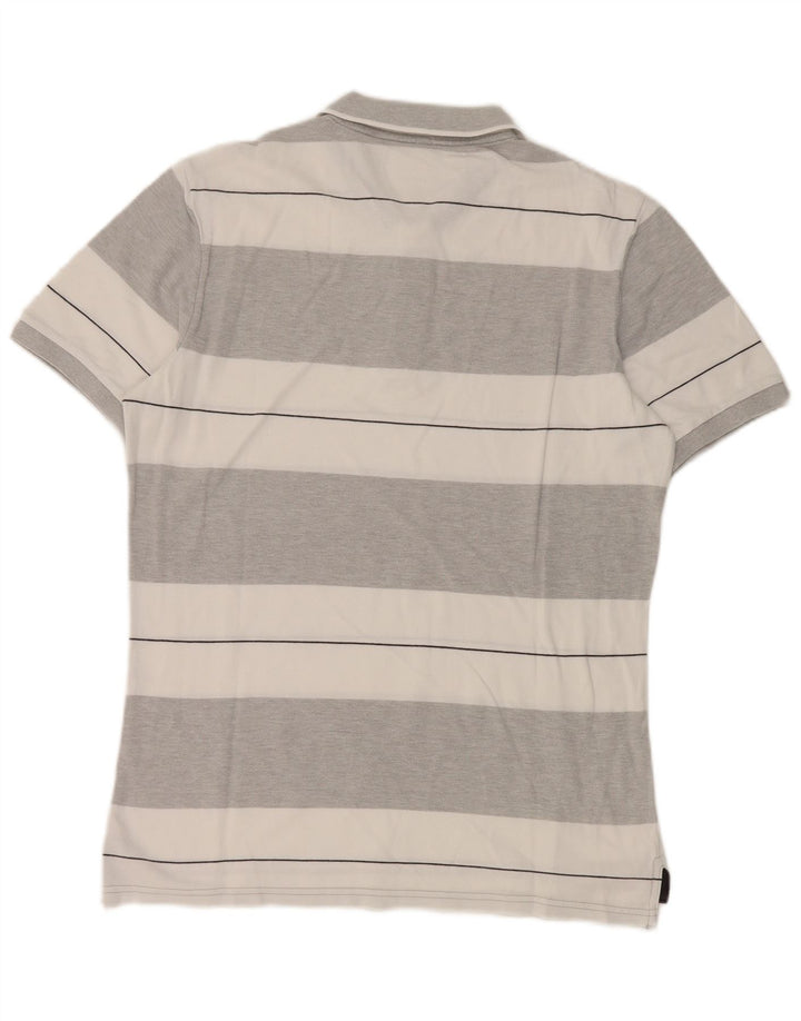 Camisa polo masculina Benetton listrada cinza médio