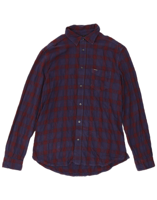 Camisa masculina de flanela Diesel XL azul marinho xadrez algodão