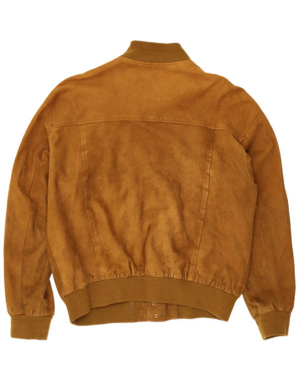 Zarro Mens Suede Bomber Jacket UK 44 2XL Beige Leather