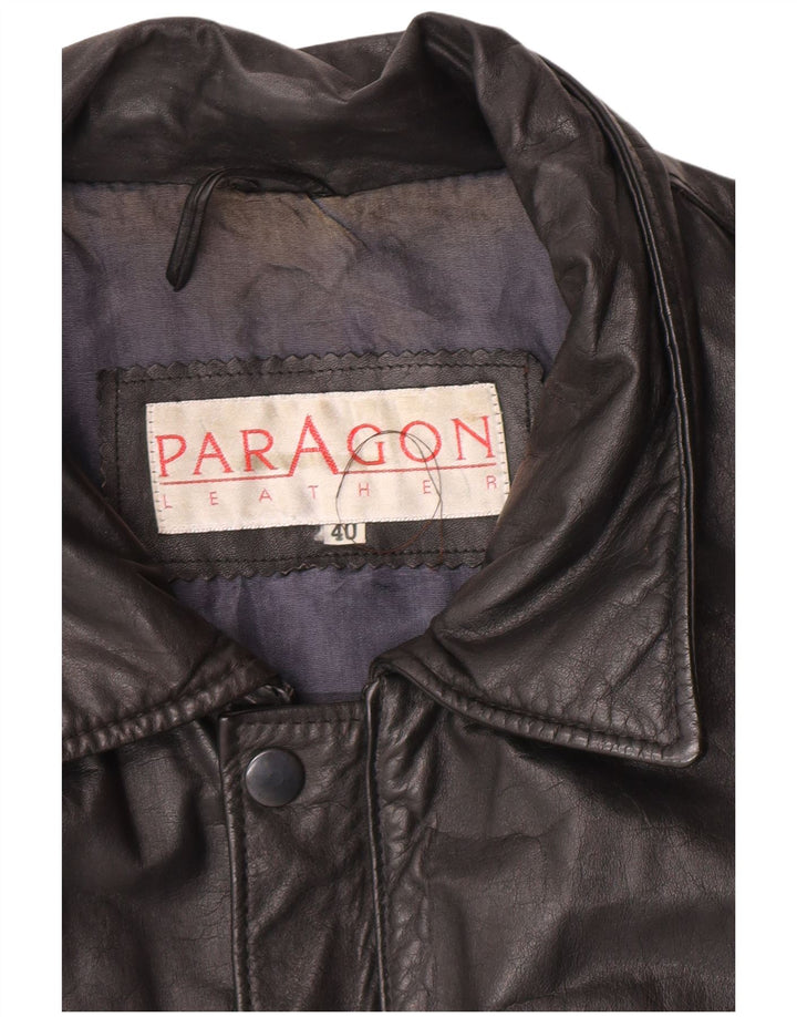 Jaqueta de couro militar masculina Paragon Reino Unido 40 couro preto grande