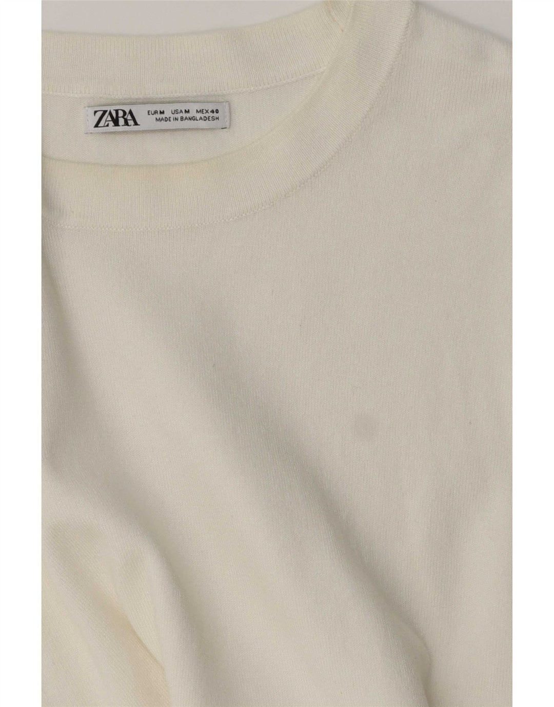 Zara Suéter masculino com gola redonda médio branco