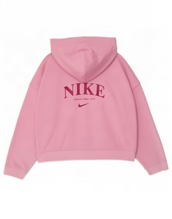 Nike Girls Graphic Oversized Zip Hoodie Sweater 10-11 Years Medium Pink