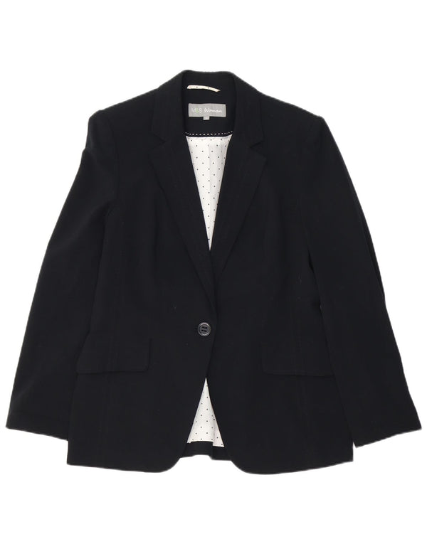 Jaqueta blazer feminina Marks & Spencer com 1 botão Reino Unido 12 poliéster preto médio