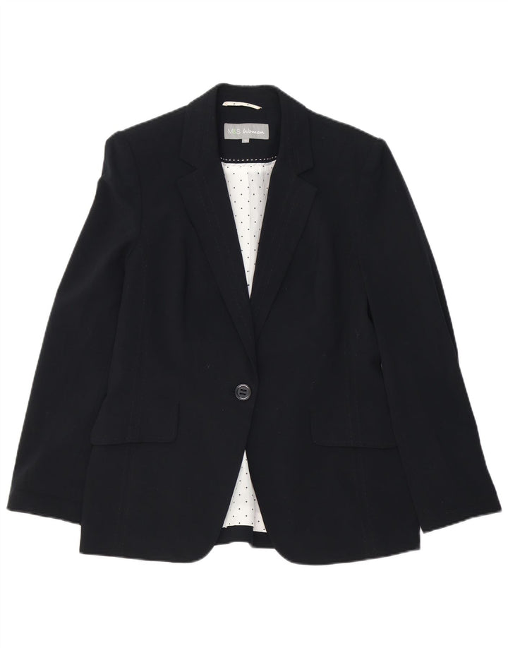 Jaqueta blazer feminina Marks & Spencer com 1 botão Reino Unido 12 poliéster preto médio