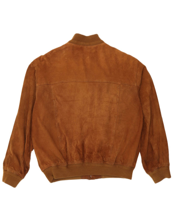 Jaqueta bomber masculina vintage de camurça IT 55 2XL couro marrom