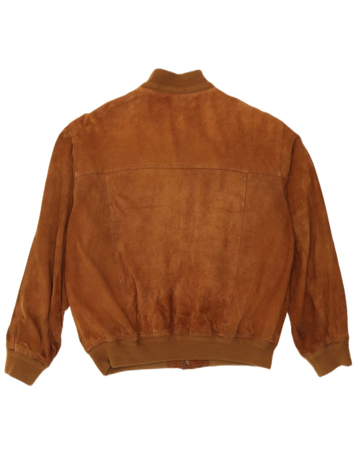 Jaqueta bomber masculina vintage de camurça IT 55 2XL couro marrom