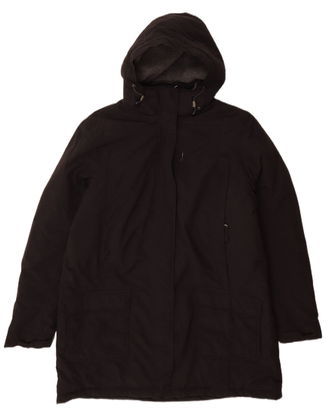 Casaco corta-vento feminino Lands End com capuz UK 16 grande nylon preto