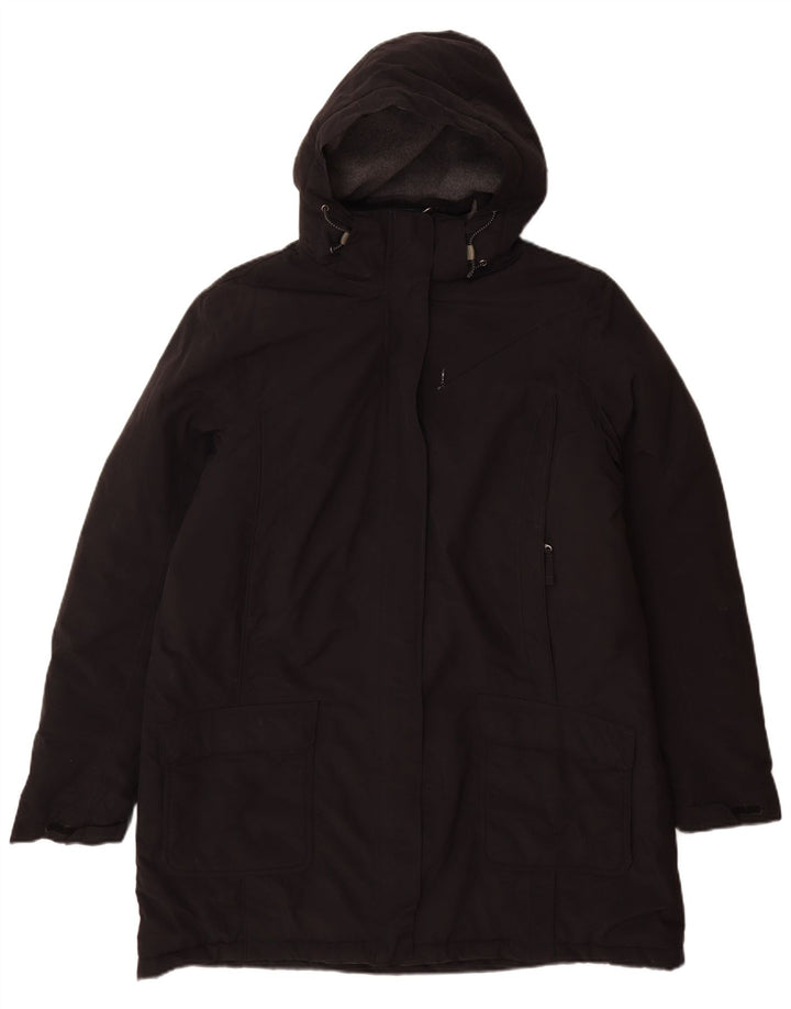 Casaco corta-vento feminino Lands End com capuz UK 16 grande nylon preto