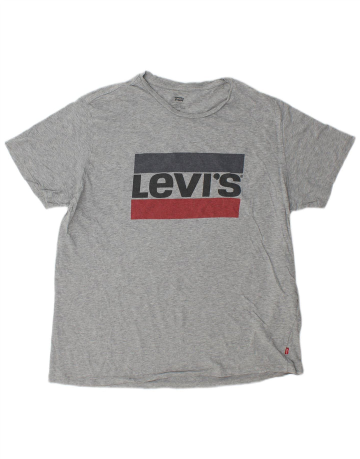 Camiseta gráfica masculina Levi's Top grande algodão manchado cinza