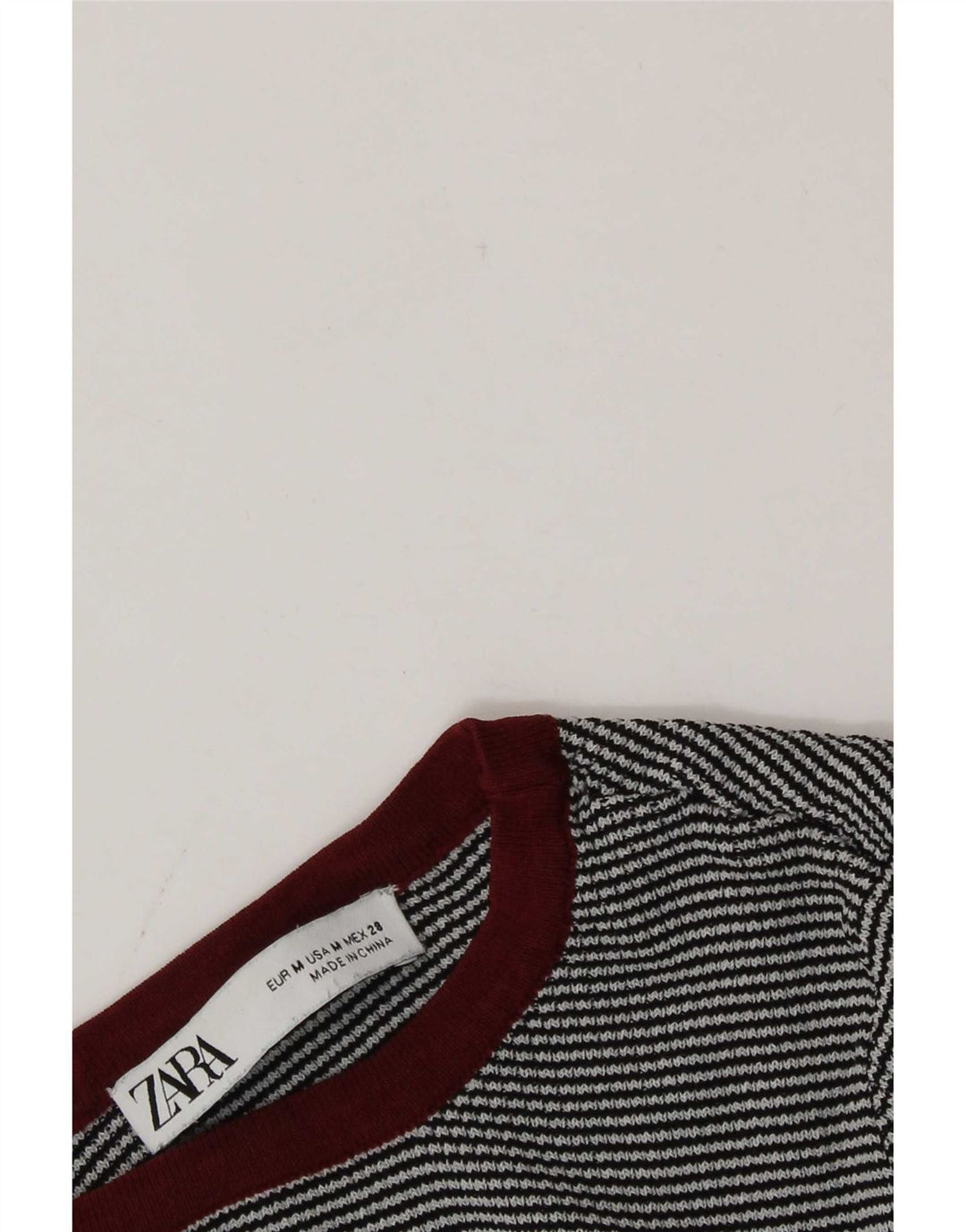 Zara Womens Crop Top Manga Longa Reino Unido 12 Médio Cinza Risca de Giz