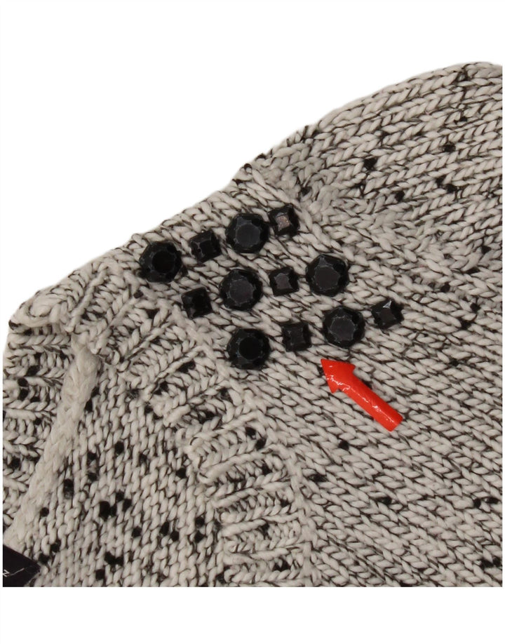 Suéter feminino Marks & Spencer com gola canoa Reino Unido 12 cinza médio manchado