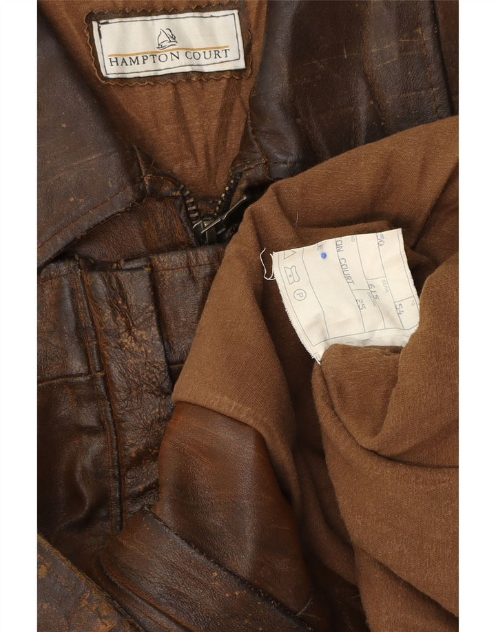 Jaqueta de couro masculina vintage IT 54 2XL couro marrom