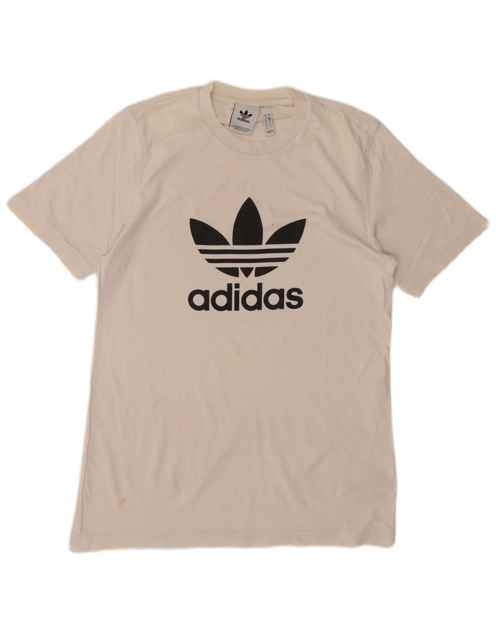 ADIDAS Mens Graphic T-Shirt Top Pequeno Algodão Branco