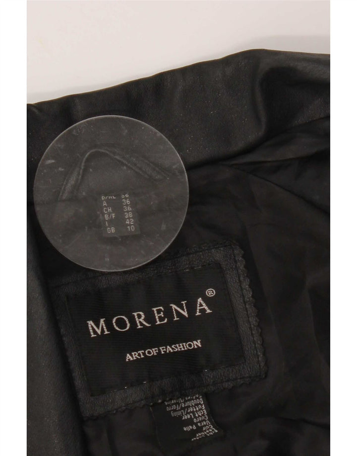 Morena Jaqueta Feminina De Couro Oversized UK 10 Pequena Preta