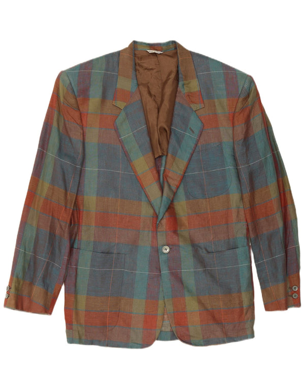 Jaqueta blazer masculina Missoni com 1 botão IT 52 XL linho xadrez multicolorido