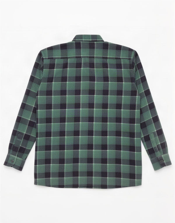 Camisa masculina vintage de flanela grande xadrez verde