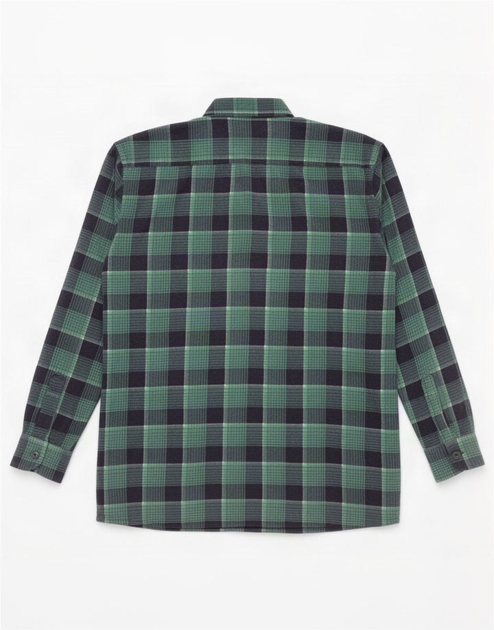 Camisa masculina vintage de flanela grande xadrez verde