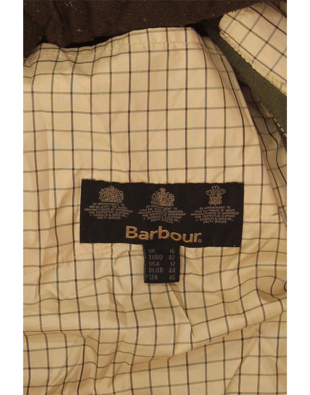 Colete acolchoado feminino Barbour UK 16 grande cáqui