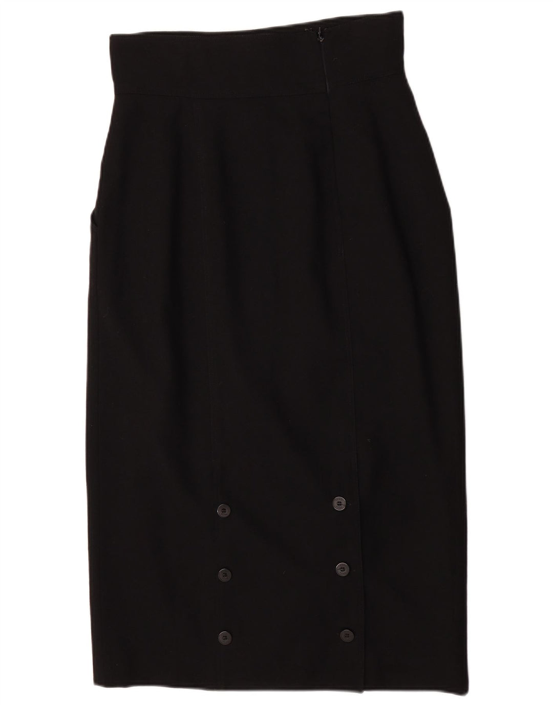 Saia midi feminina de cintura alta Fendi IT 44 médio W28 lã preta