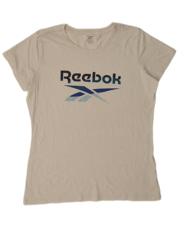 Camiseta feminina Reebok Graphic Top UK 18 XL algodão bege