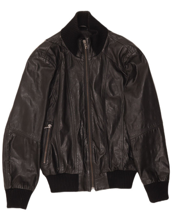 Jaqueta de couro masculina selecionada UK 38 couro preto médio