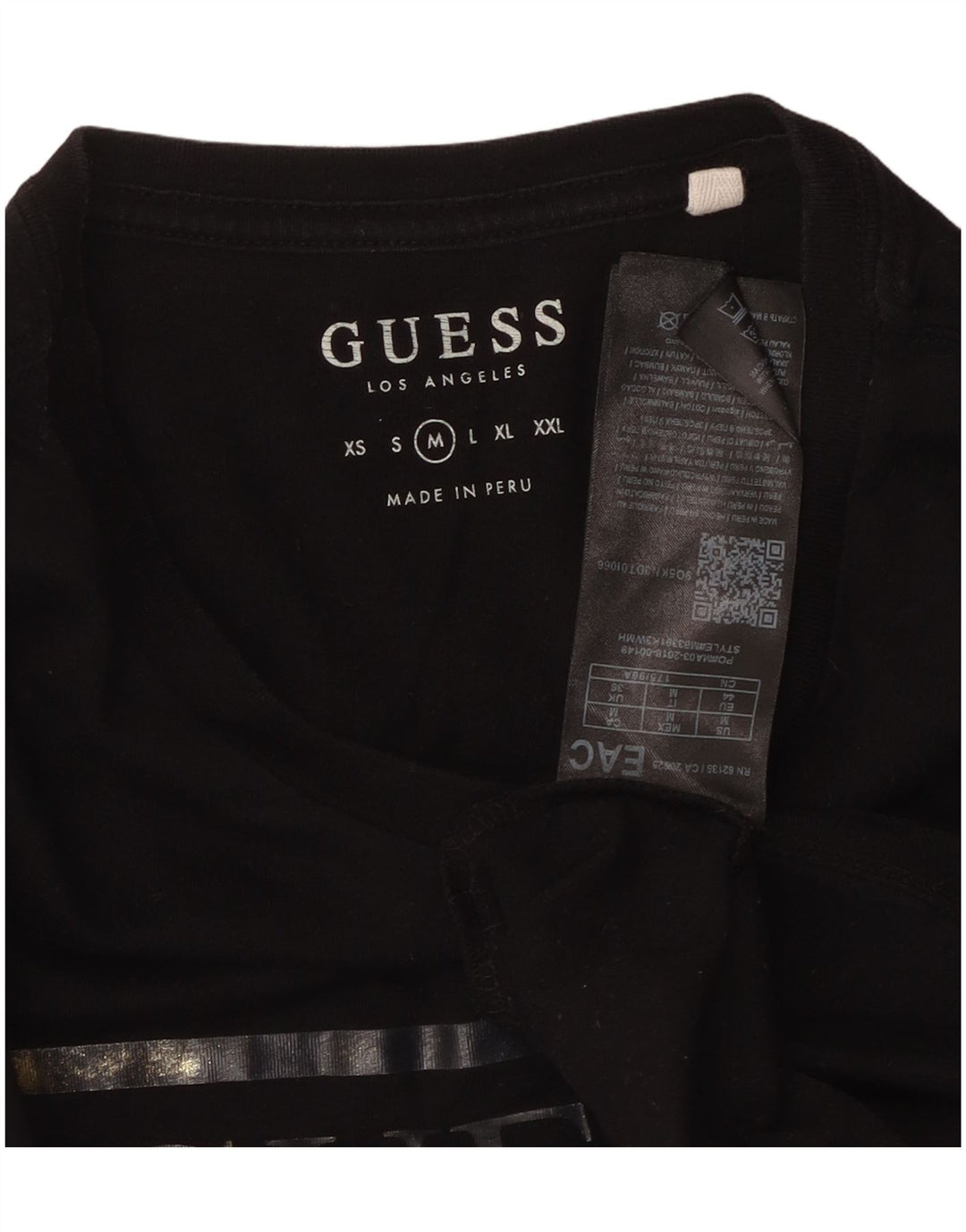 Camiseta masculina gráfica GUESS de algodão preto médio