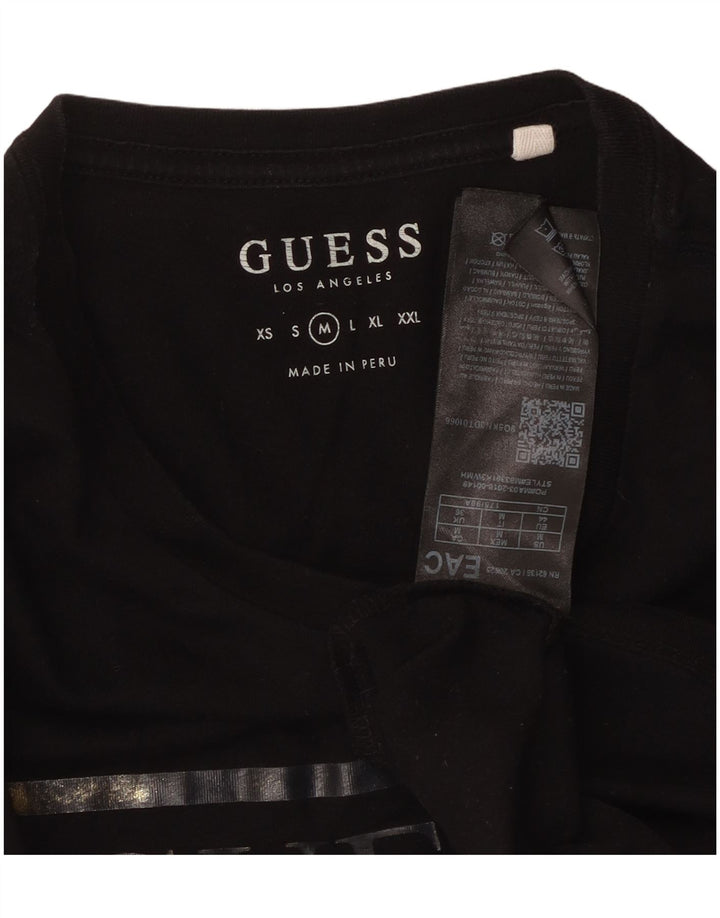 Camiseta masculina gráfica GUESS de algodão preto médio