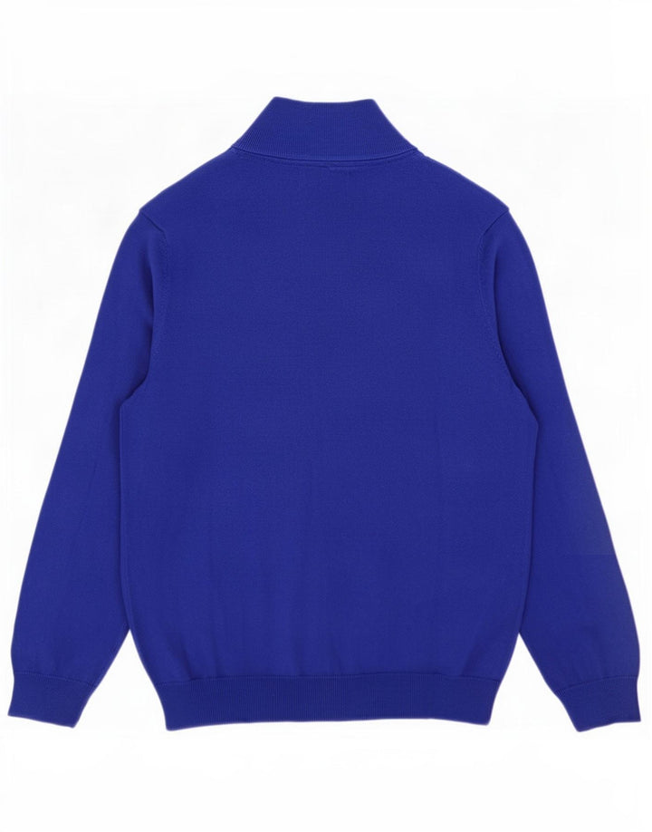 Suéter masculino Lyle & Scott com zíper e gola alta de algodão azul