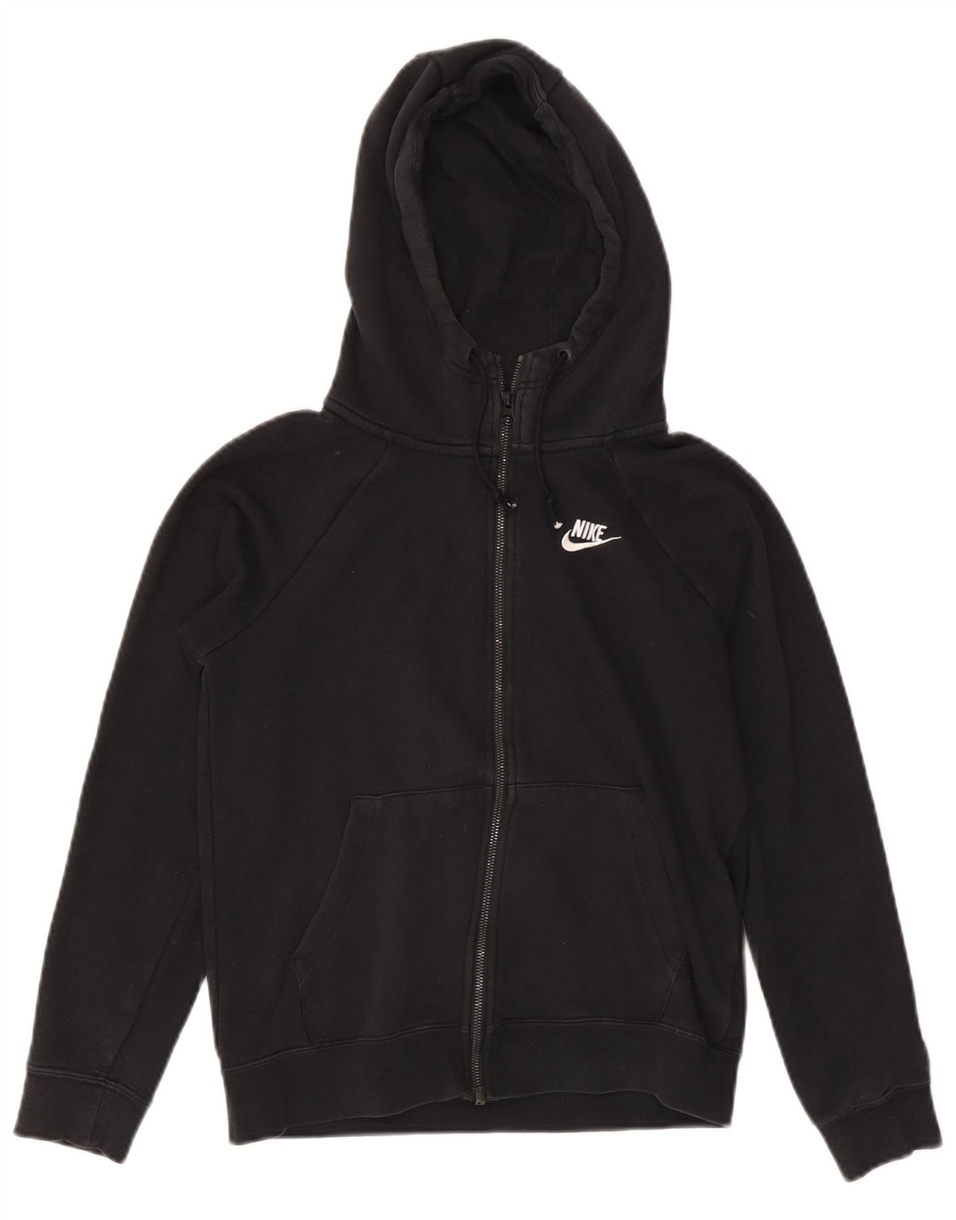 Suéter feminino Nike com capuz e zíper grande UK 6 XS preto algodão