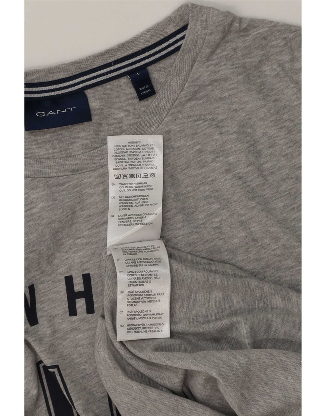 Camiseta masculina Gant com estampa gráfica grande algodão cinza