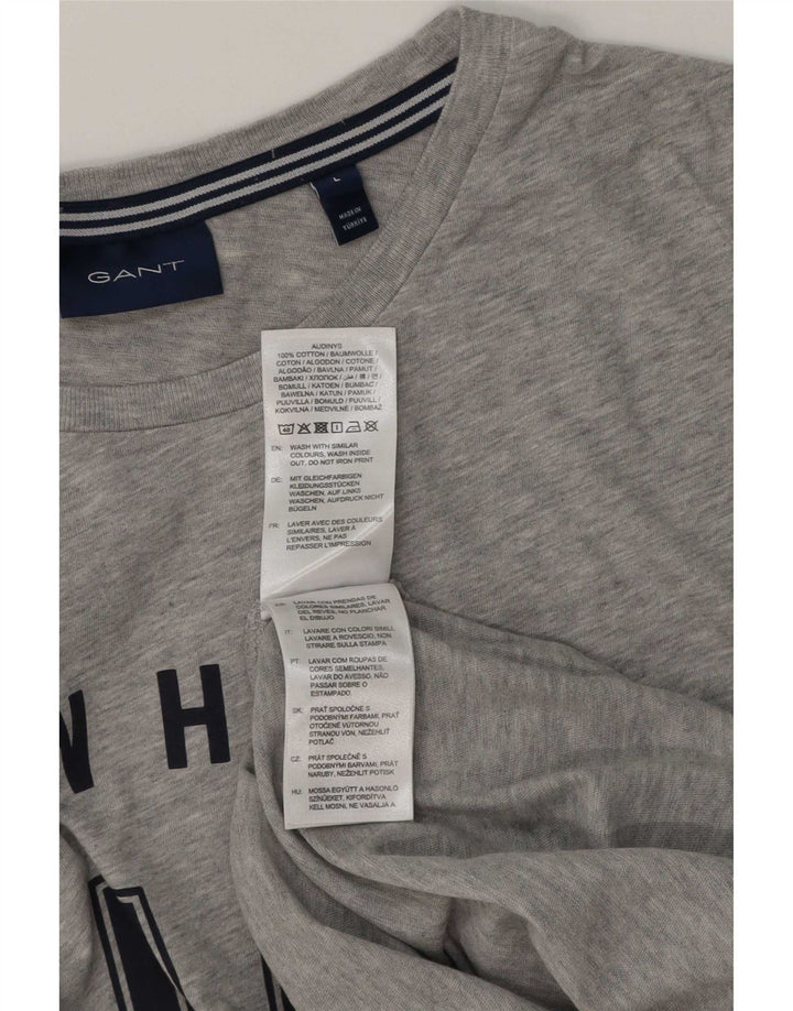 Camiseta masculina Gant com estampa gráfica grande algodão cinza