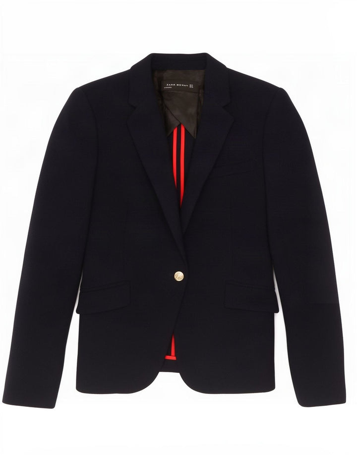 Jaqueta blazer feminina Zara com 1 botão Reino Unido 10 pequena azul marinho