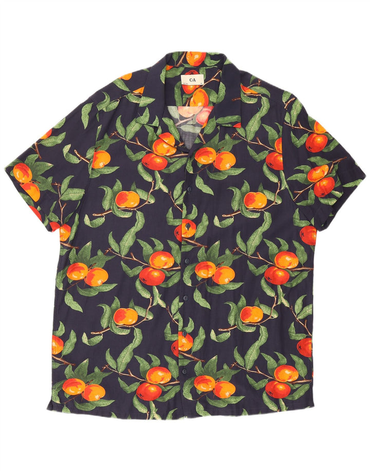 Camisa masculina de manga curta com padrão abstrato C&A XL azul marinho viscose