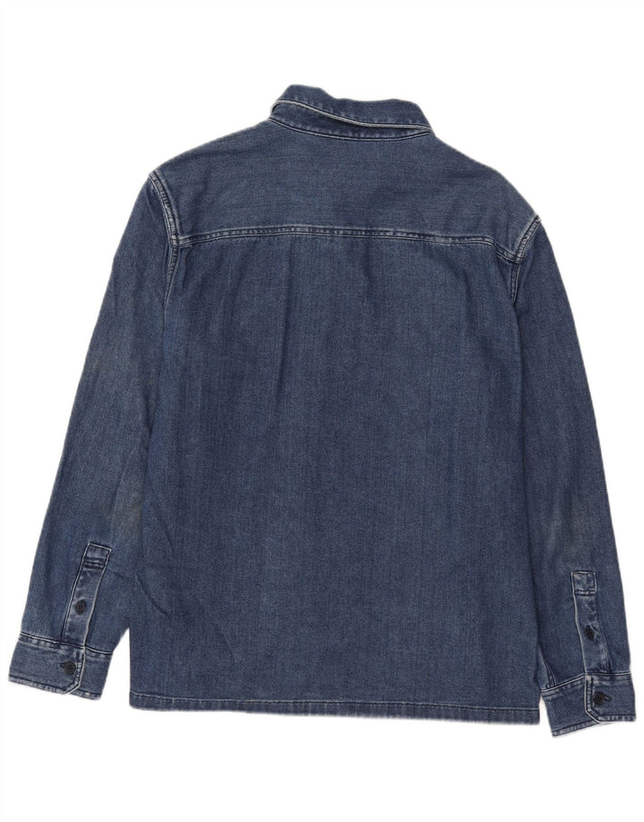 Camisa jeans masculina Marks & Spencer grande azul algodão clássico