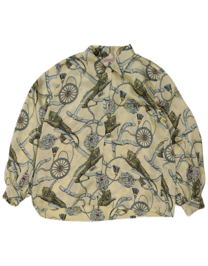 Blusa de camisa gráfica feminina vintage IT 48 XL amarelo poliéster