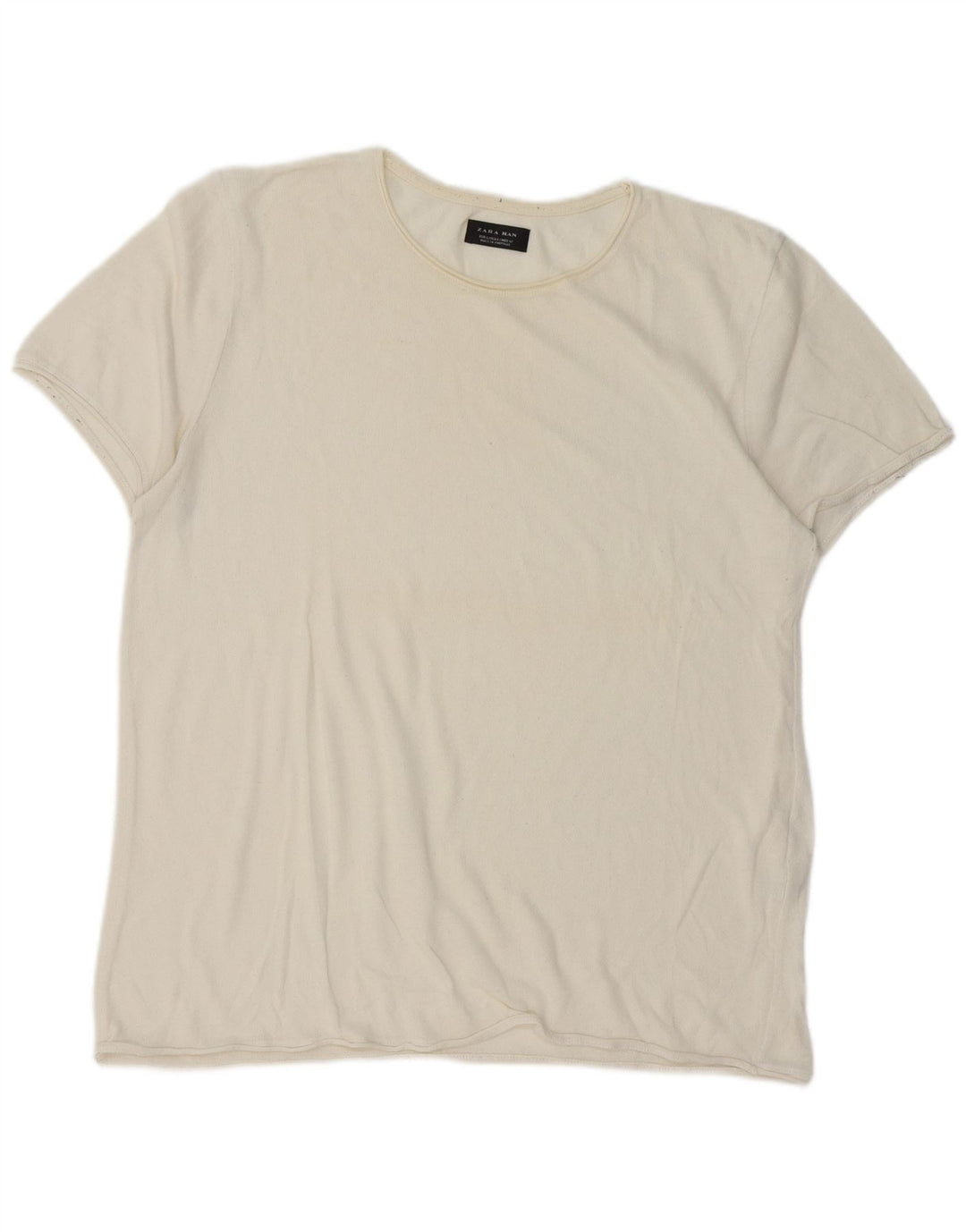 Camiseta masculina Zara Top grande de algodão branco
