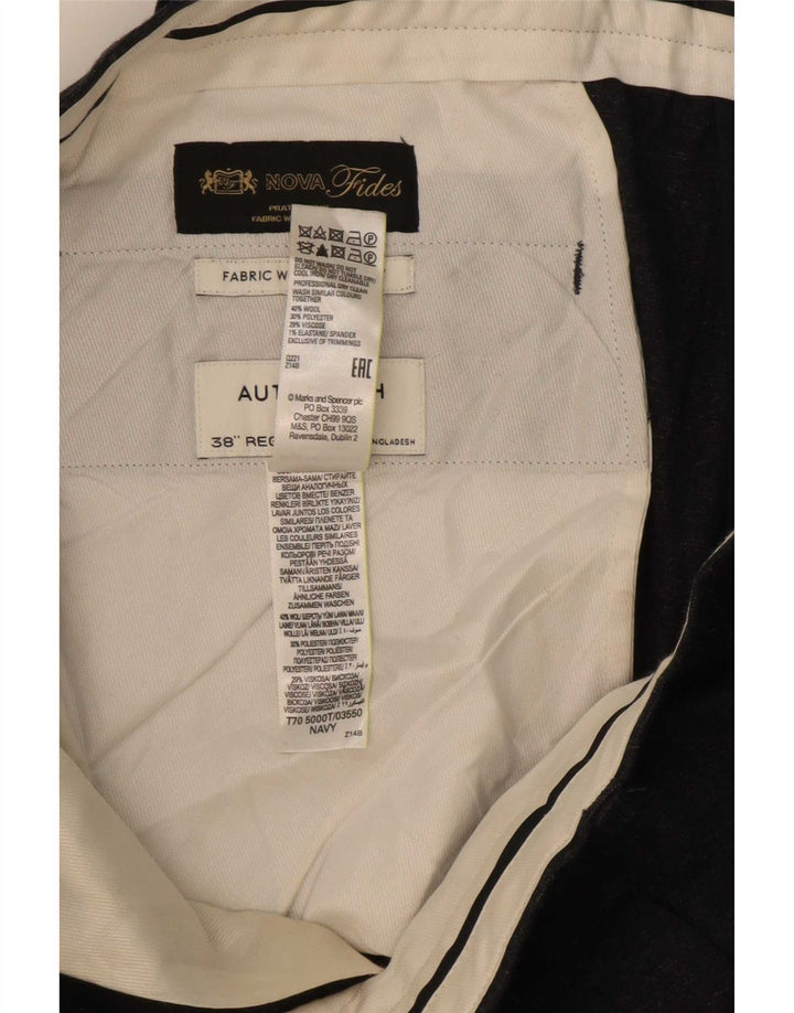 Calça masculina Marks & Spencer Autograph Chino W38 L31 azul marinho