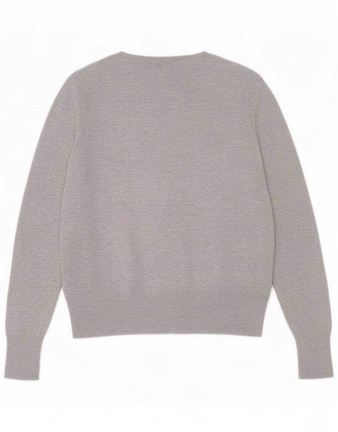 Suéter cardigã feminino com babados da Marks & Spencer UK 14 cinza médio manchado