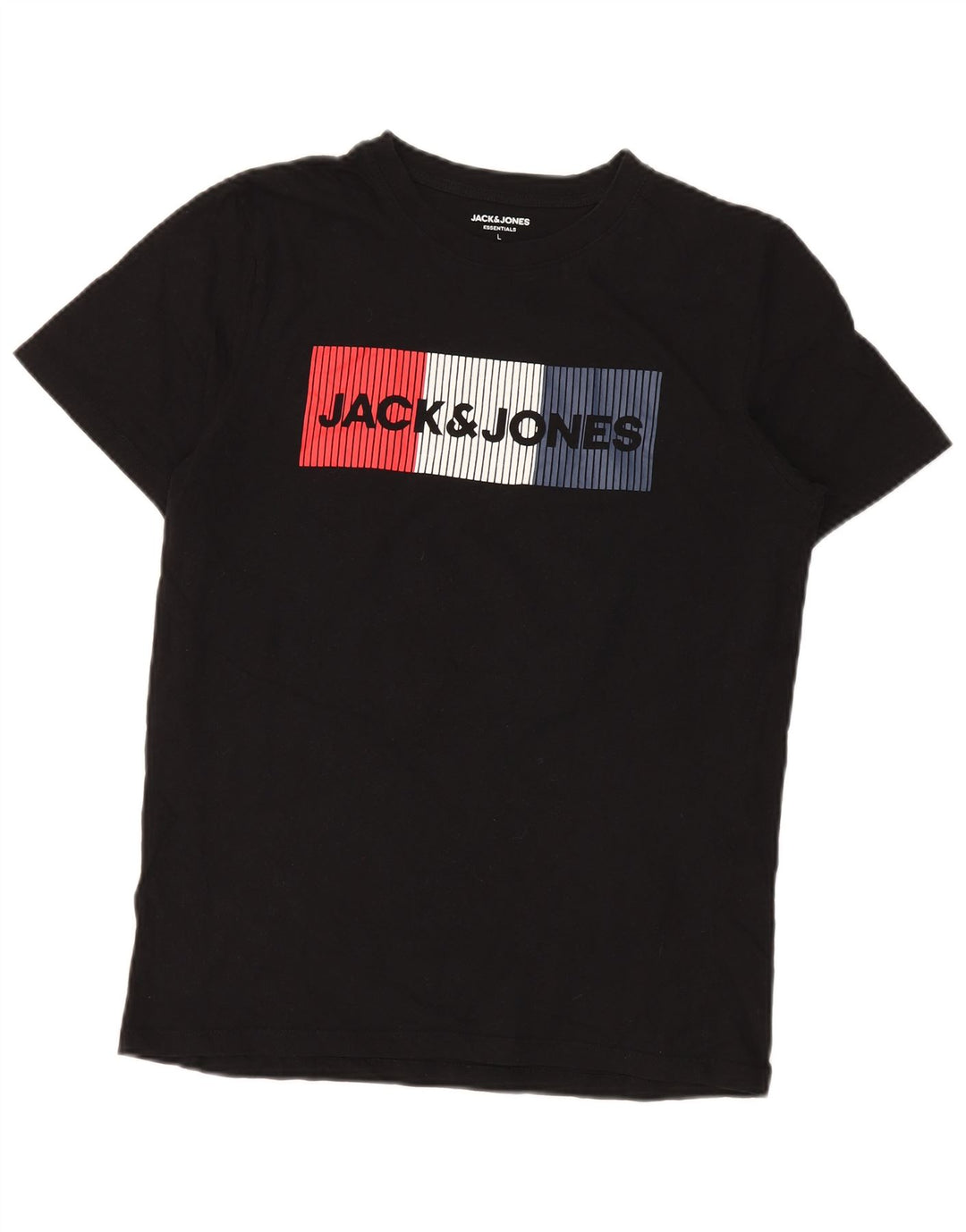 Camiseta gráfica masculina Jack & Jones grande algodão preto
