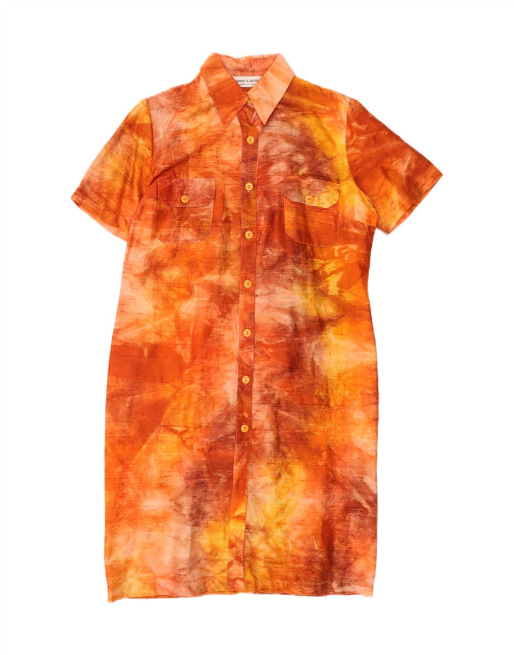 Vestido camisa feminino Daniel & Mayer IT 46 grande laranja tie-dye seda