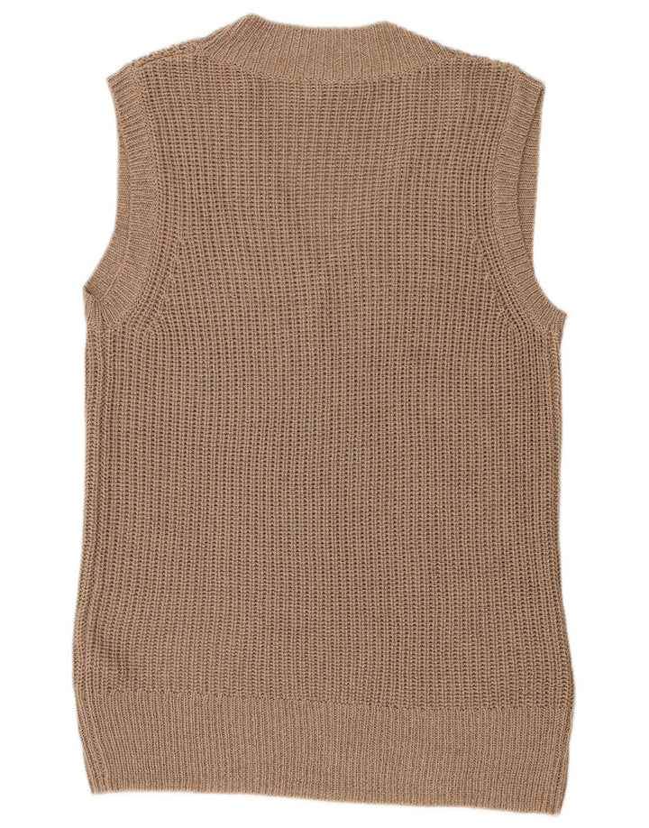 Regata feminina Zara Longline Vest UK 14 poliéster marrom médio