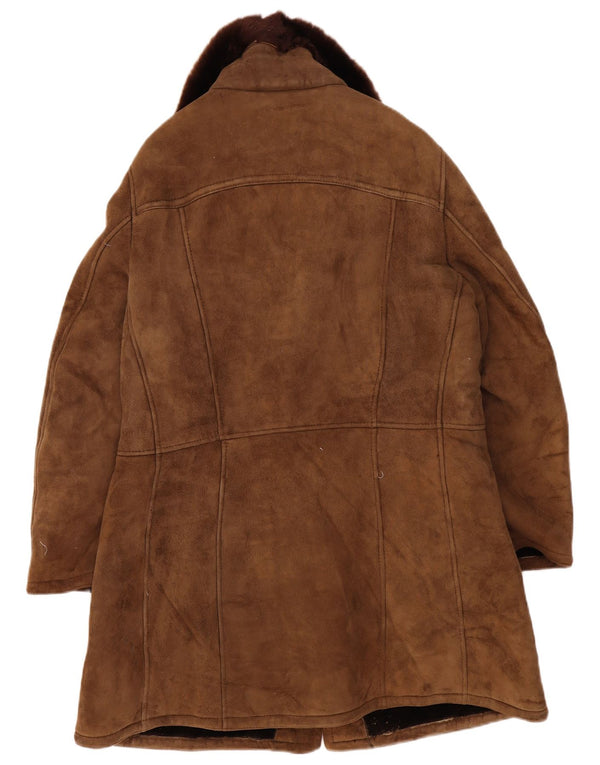 Vintage Mens Shearling Jacket IT 54 2XL Brown