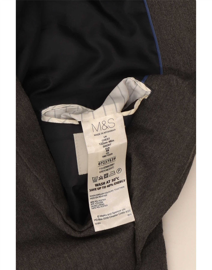 Jaqueta blazer masculina de 2 botões Marks & Spencer Reino Unido 48 2XL cinza poliéster