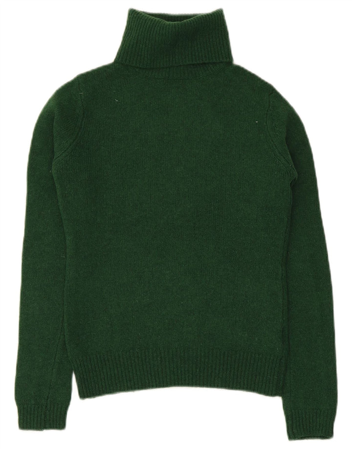 Suéter feminino Massimo Dutti com gola alta e gola redonda Reino Unido 12 lã verde médio