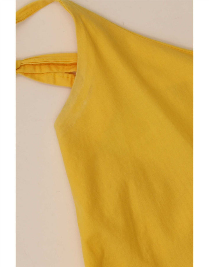 Vestido de verão feminino vintage Reino Unido 12 amarelo médio
